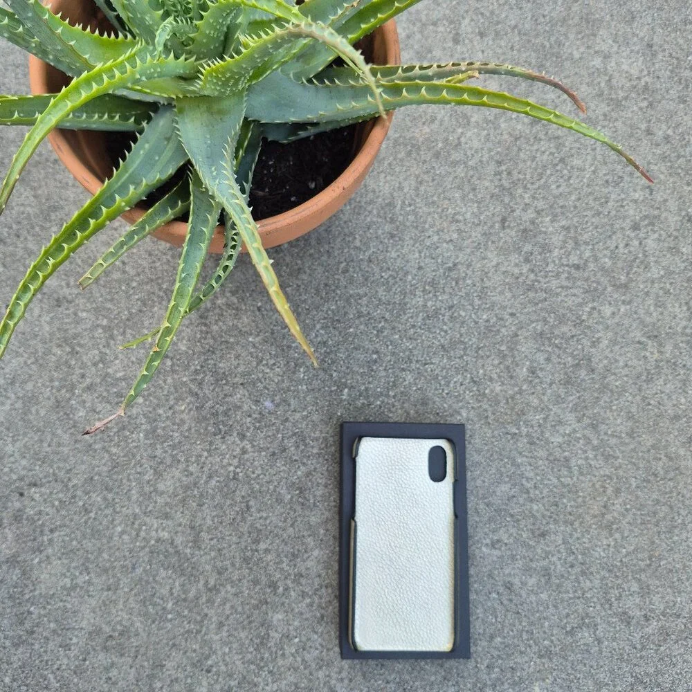 NIB Bottega Veneta Intrecciato Leather iPhone X Case in Platinum